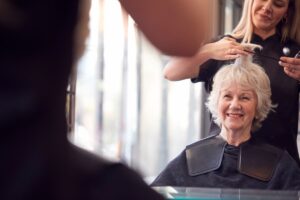 Bridgewood Gardens | Senior Woman Getting Haircut In a Salon