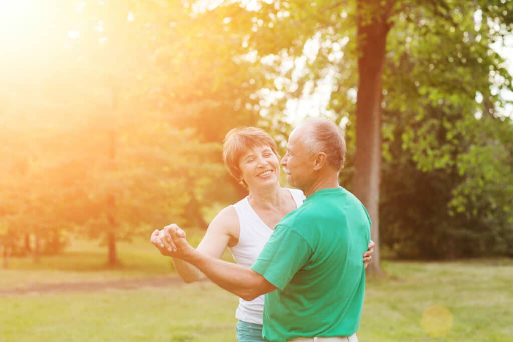 The Farrington at Tanglewood | Seniors dancing at sunset