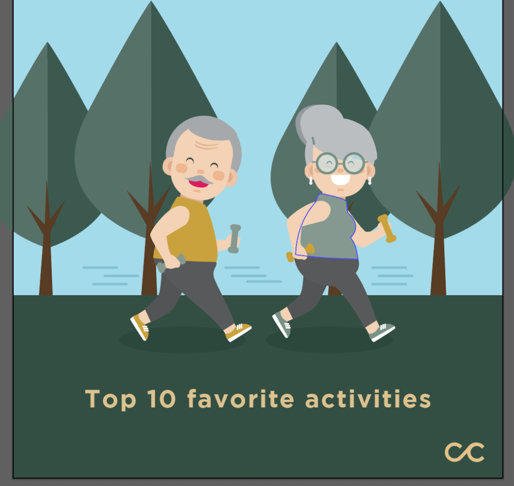 Pegasus Senior Living | Top 10 favorite activities illustration