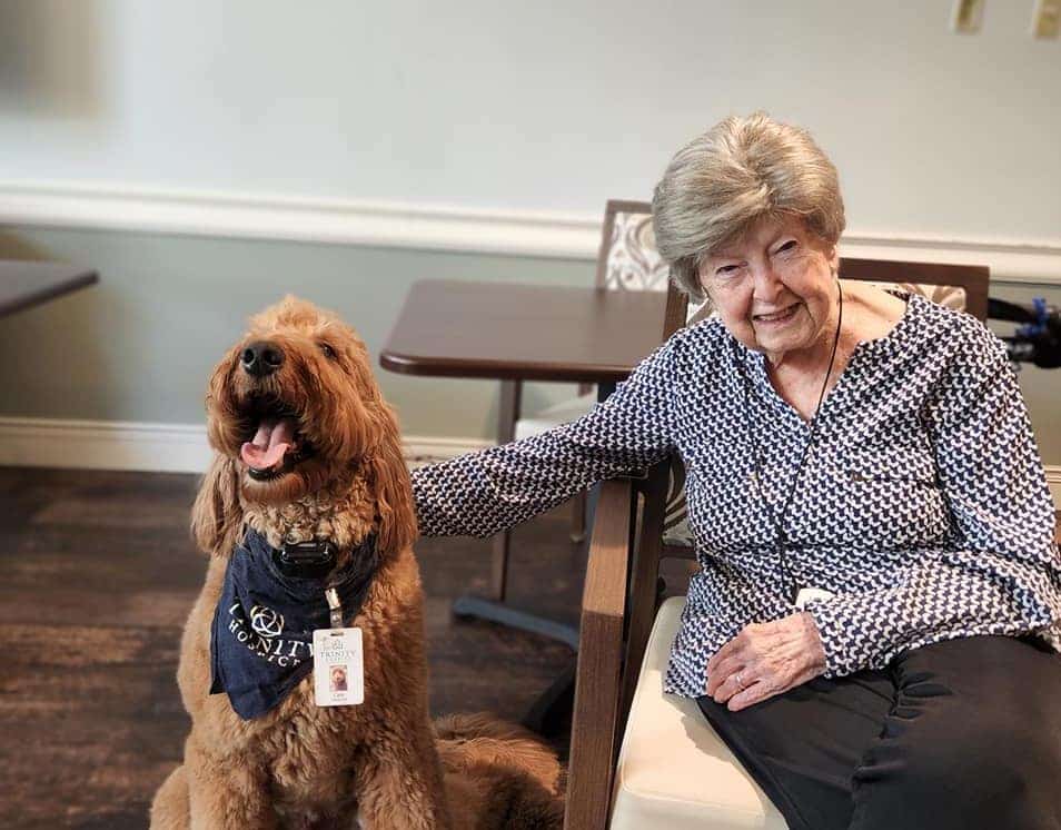 Pegasus Landing of Tanglewood | Resident and a Clark the Trinity Hospice Dog