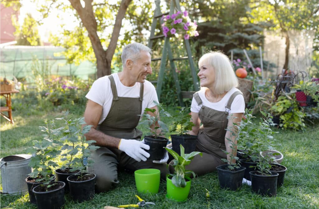 The Legacy at Crystal Falls in Leander | Senior couple gardening