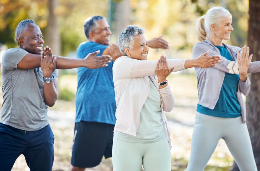 The Legacy at Crystal Falls in Leander | Older adults in an outdoor exercise group