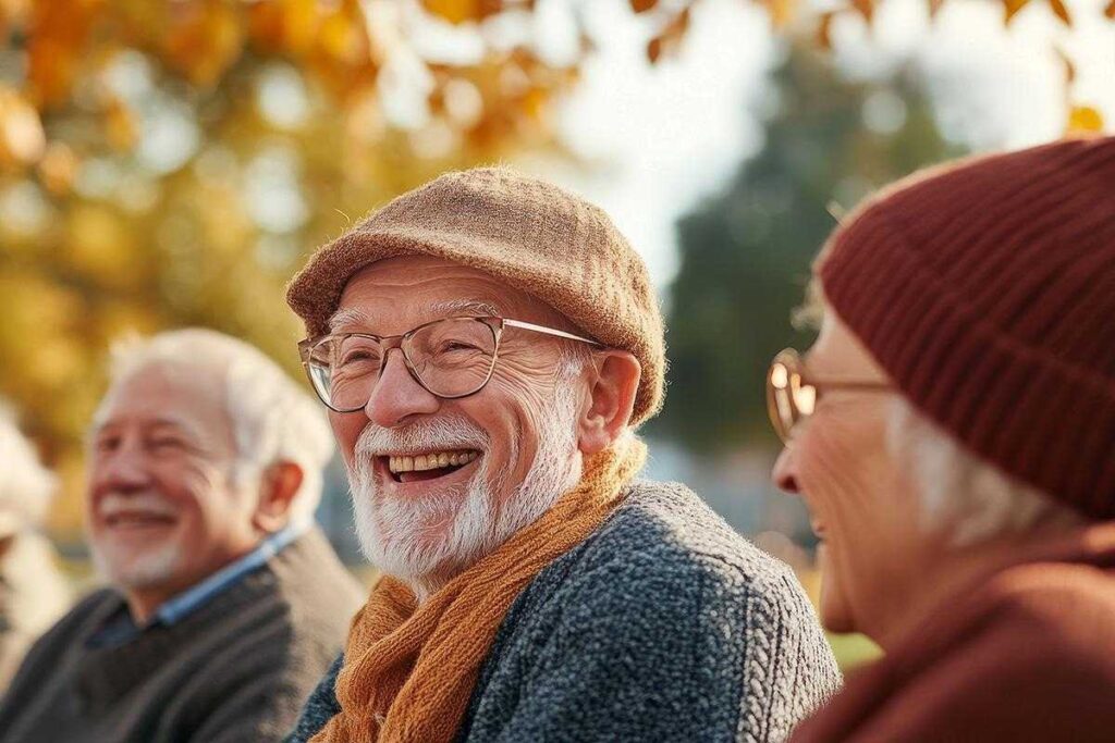 The Legacy At South Plains | Happy Seniors Conversing Outdoors