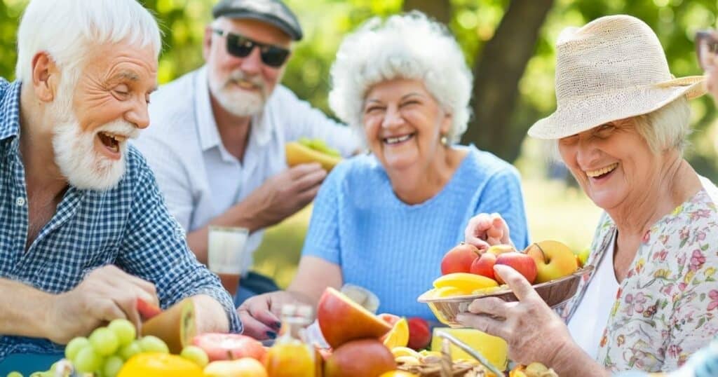 The Legacy At Town Square | Group Of Seniors Enjoying A Picnic Outdoors