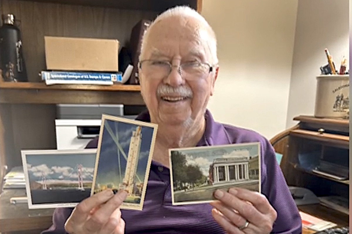 The Oaks at Inglewood | Lowell with some of his postcards