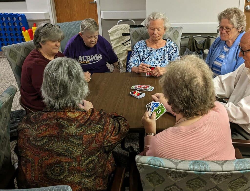 Evergreen Place | Residents playing cards