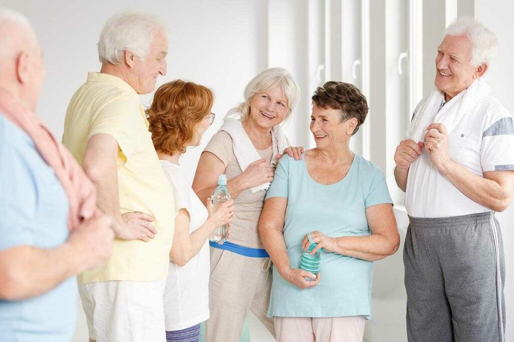 The Legacy at Forest Ridge | Happy Seniors Socializing in Workout Class